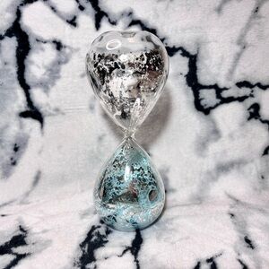 Pier 1 - Silver Mercury Glass Hourglass with Turquoise Sand
